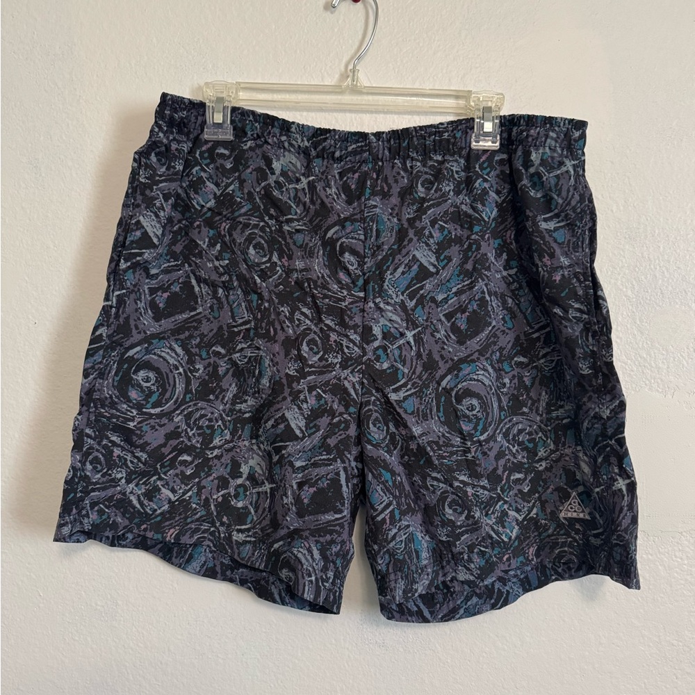Nike Black and Blue Swim Trunks with Paisley Pattern
